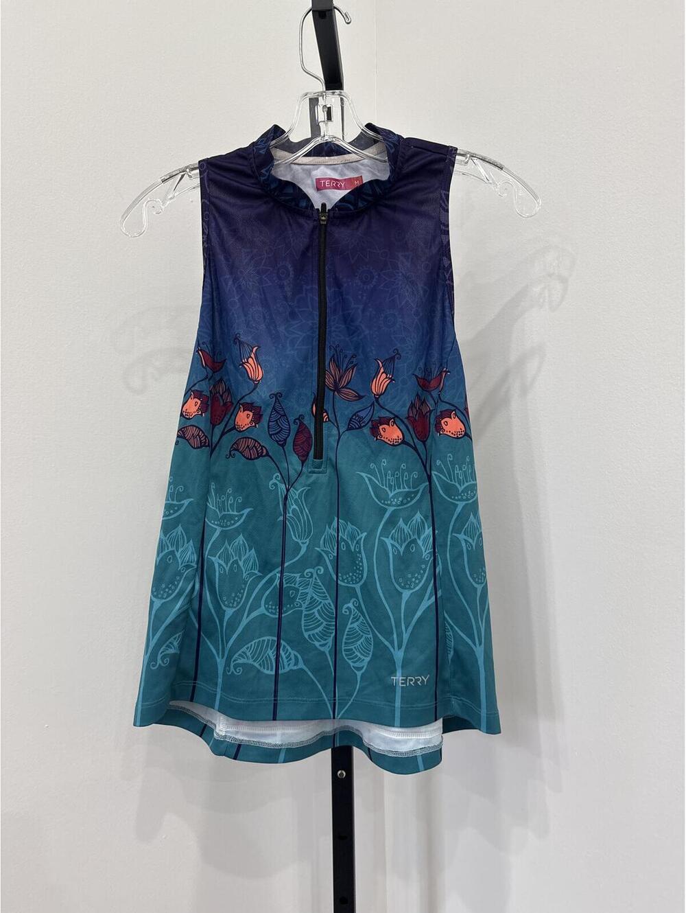 Terry Sleeveless Cycling Jersey with Floral Design Mediu